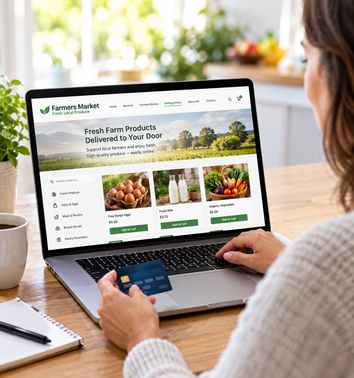 Customer shopping online for products using an e-commerce website